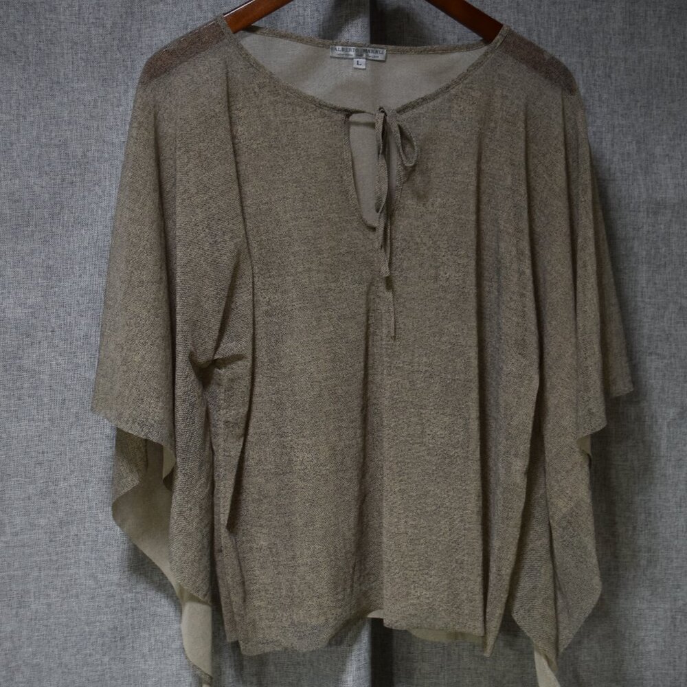 Alberto Makali Sheer Tie-Neck Poncho Top – Size L